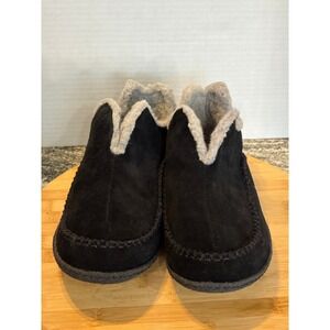 SOREL Manawan Men's Black Suede Shearling Lined Slippers Mules Size 10